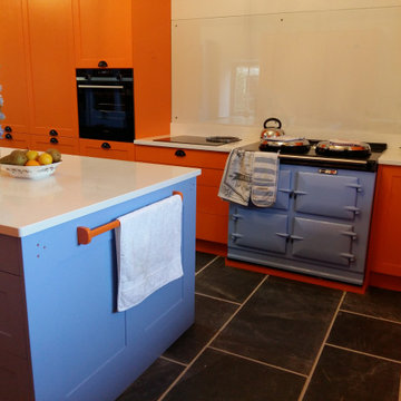 Orange and blue Kitchen