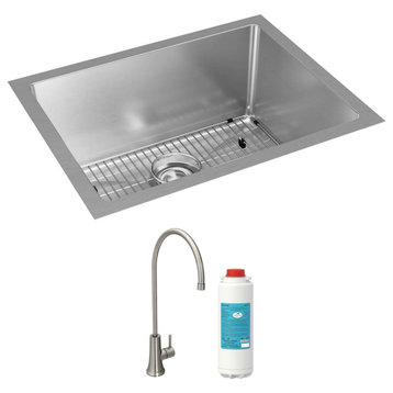 Stainless Steel 23.5 x 18.2 Single Undermount Sink Kit, Filtered Beverage Faucet