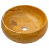 Golden Sienna Travertine Natural Stone Vessel Sink Filled and Polished  (D)16" (