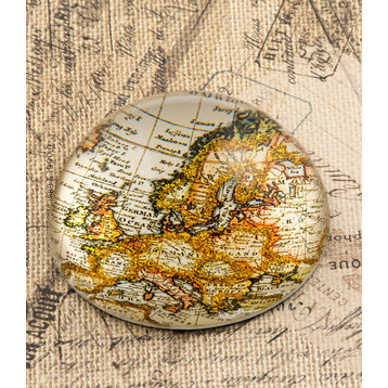 Glass Dome World Map Paper Weight