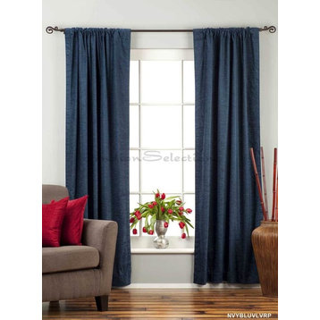 Navy Blue Rod Pocket  Velvet Curtain / Drape / Panel   - 43W x 63L - Piece