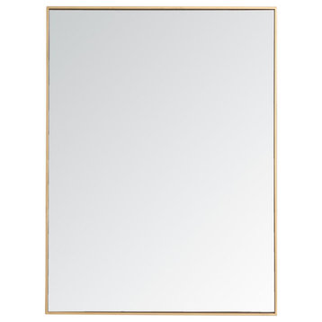 Elegant Decor MR43648BR Metal Frame Rectangle Mirror, 36", Brass