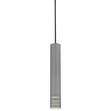 Milca Single Lamp Pendant, Gray, 2.375"Dx14.625"H