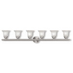 Livex Lighting - Livex Lighting 1066-91 Neptune - Six Light Bath Bar - Shade Included: YesNeptune Six Light Ba Brushed Nickel White *UL Approved: YES Energy Star Qualified: n/a ADA Certified: n/a  *Number of Lights: Lamp: 6-*Wattage:100w Medium Base bulb(s) *Bulb Included:No *Bulb Type:Medium Base *Finish Type:Brushed Nickel