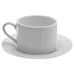 10 Strawberry Street - Sorrento Can Cup and Saucer, Set of 6 - Sorrento : The debossed rim on this sophisticated collection embraces your meals with a contemporary yet uncomplicated vibe, creating a high-end feel.