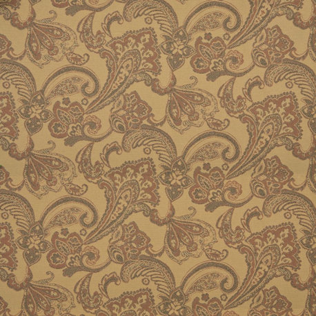 Brown Yellow Performance Paisley woven Upholstery Fabric by the Yard