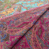 Kannur Paisley Wool/Cotton Throw, Aqua/Multicolor