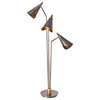 Mid Century Modern Adjustable Cone Shade Floor Lamp 3 Light Arm Minimalist