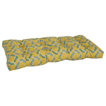 42"X19" Polyester Outdoor Tufted Loveseat Cushion, Capecod Summer