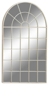 Silver Metal and Wood Arched Wall Mirror, 24"Lx48"H, 34"x56"