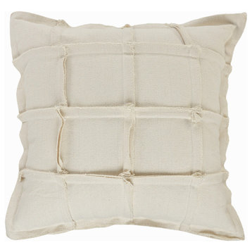 Solid Beige Ribbon Throw Pillow