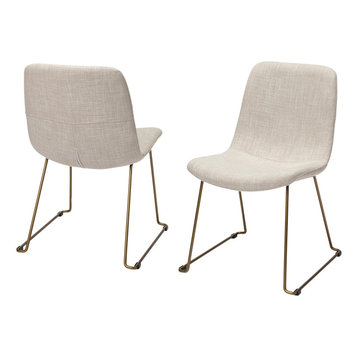Mercana Finn, Set of 2, Dining Chair, Cream/Antique Gold, Fabric
