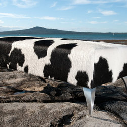 Black and White Cowhide Ottomans - Footstools And Ottomans