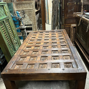 Rustic Hand Carved Mogul Interior Coffee Tables – Statement Furniture for Timele