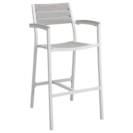 Maine Outdoor Aluminum Bar Stool, White/Light Gray