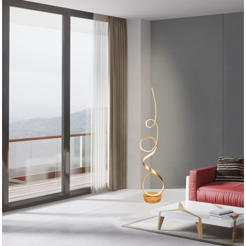 Mozart 68W Unique Modern LED Floor Lamp, Anodize Gold
