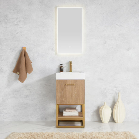 Alistair Vanity, North American Oak With Countertop, 18", Without Mirror