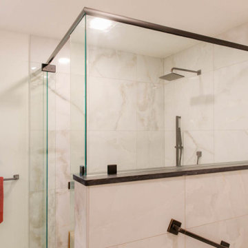Functional and Artistic Bathroom Remodel: Barrier-Free Shower & Custom Design