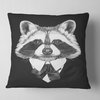 Funny Raccoon in Suit and Tie Animal Throw Pillow, 18"x18"