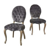 GDF Studio Marlon Velvet Charcoal Dining Chairs, Set of 2