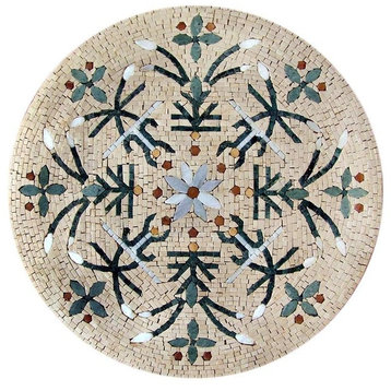 Round Floral Mosaic, Mandy Ii, 24"x24"