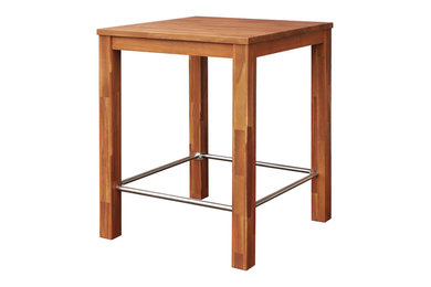 Interbuild Chicago Solid Wood Indoor/Outdoor Bar Table, Golden Teak 75x75x95 cm