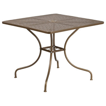 35.5" Steel Patio Table, Gold