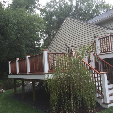 Weston mahogany two level deck with mahogany railings