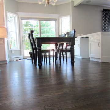 NESCONSET:  RED OAK REFINISHED WITH DRIFTWOOD STAIN + 3 COATS TRAFFIC HD SATIN