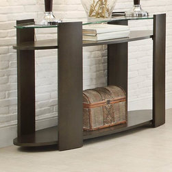 HOMELEGANCE 3534-05 CONTEMPORARY ESPRESSO SOFA CONSOLE TABLE GLASS TOP - Console Tables