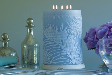 Heligan Luxury Patterned Large Candle Froth on Moonstone