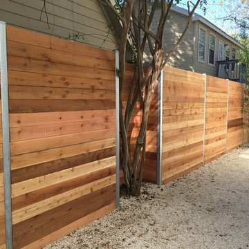 6'H Horizontal Cedar Privacy Framed Between Steel Posts