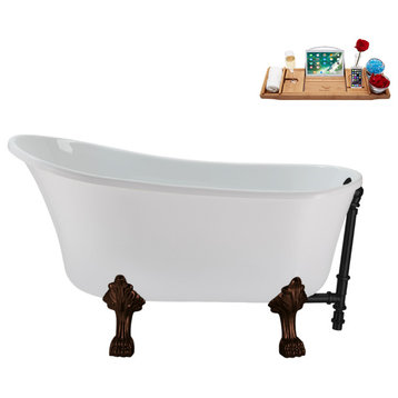 51'' Streamline NAA372ORB-BL Soaking Clawfoot Tub and Tray with External Drain