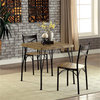 Industrial Style 3 Piece Dining Table Wood And Metal, Brown And Black