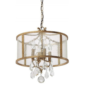Capital Lighting Blakely 4-LT Pendant w/Clear Crystals 9484AG-CR - Antique Gold
