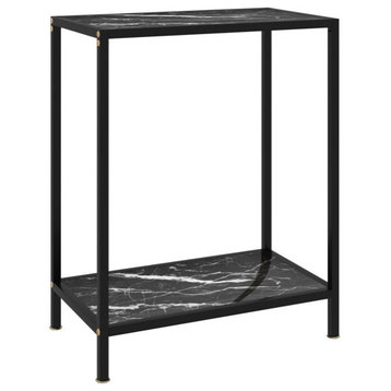 vidaXL Console Table Entryway Table Narrow Side Table Black Tempered Glass