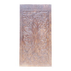 Consigned Vintage Floral Carving Wood Panel, Sliding Door, Barn Door