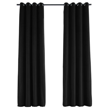 Signature Warm Black Grommet Blackout Velvet Curtain Single Panel, 50"x84"