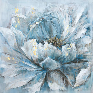 "Pretty in Baby Blue" Hand Painted Canvas Artwork; Floral Art; Fine Art; Modern