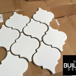 Arabesque White Gloss Mosaic. Large Format Ceramic Tile. - Wall And Floor Tile
