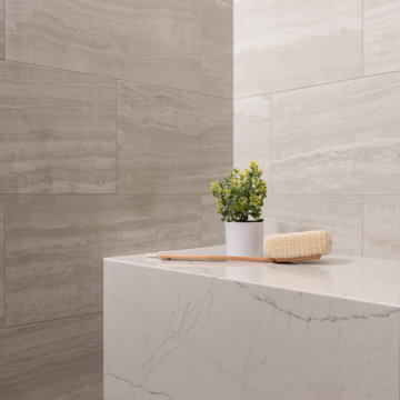 Modern Shower Bench Remodel with Linear Drain
