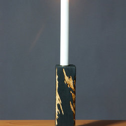 Charred and Carved Wood Candle Stick - Game Room Wall Art And Signs