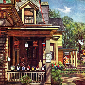 "Birdhouse Builder" Painting Print on Canvas by John Falter