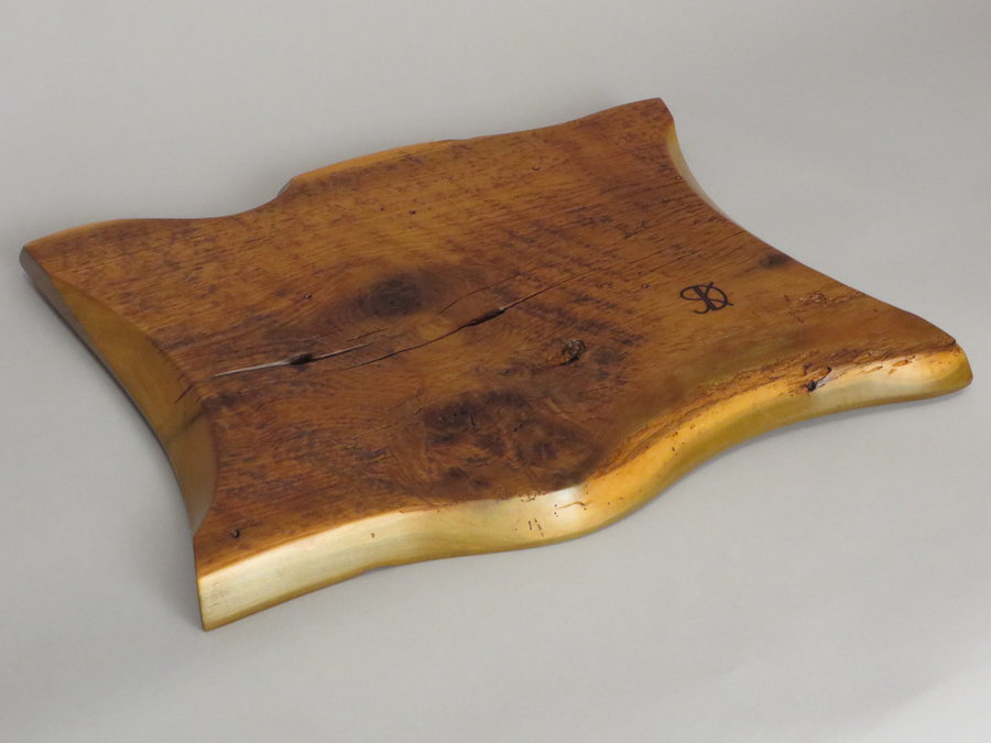#15031 Rear Detail. Hand-Carved Serving Tray. Reclaimed Heartwood Poplar