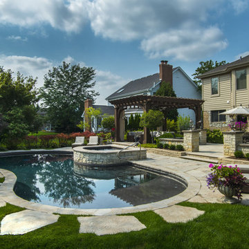 Backyard Flagstone Patio with Pool