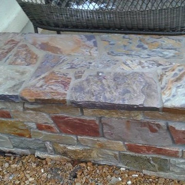 Natural Stone fire pit Stone walls stairs flagstone patio in chesterfield, mo