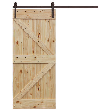 40 in. x 84 in. Rustic Plank Pine Barn Door Kit With Oil Rubbed Bronze Hardware