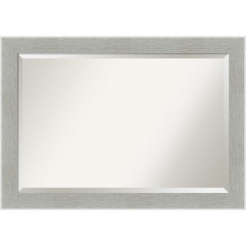 Glam Linen Grey Beveled Bathroom Wall Mirror - 41 x 29 in.