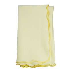 Britten Couture Home - Chambray Cotton Napkins With Lettuce Edge, Set of 4, Lemon - Napkins