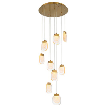 Contemporary Chandelier, Gold